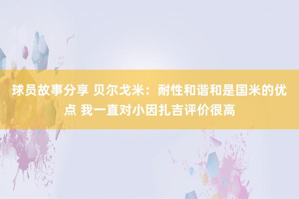 球员故事分享 贝尔戈米：耐性和谐和是国米的优点 我一直对小因扎吉评价很高