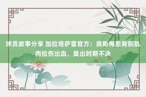 球员故事分享 加拉塔萨雷官方：奥斯梅恩背部肌肉拉伤出血，复出时期不决