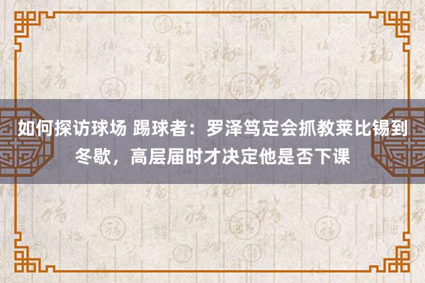 如何探访球场 踢球者：罗泽笃定会抓教莱比锡到冬歇，高层届时才决定他是否下课